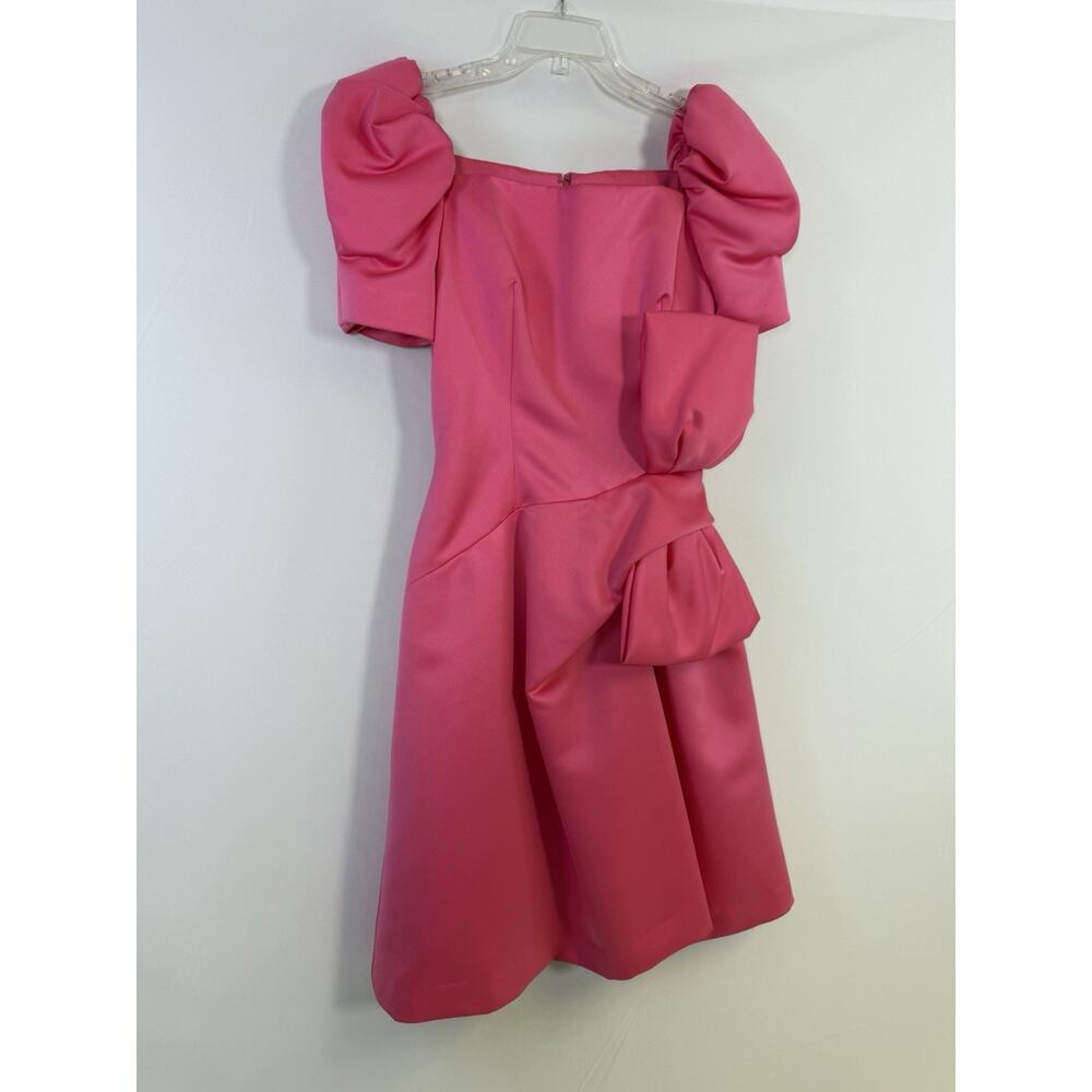 Vintage VICTOR COSTA 1980's Pink Satin Dress Gown Size 10 Knee Length Prom HoCo - Picture 7 of 16